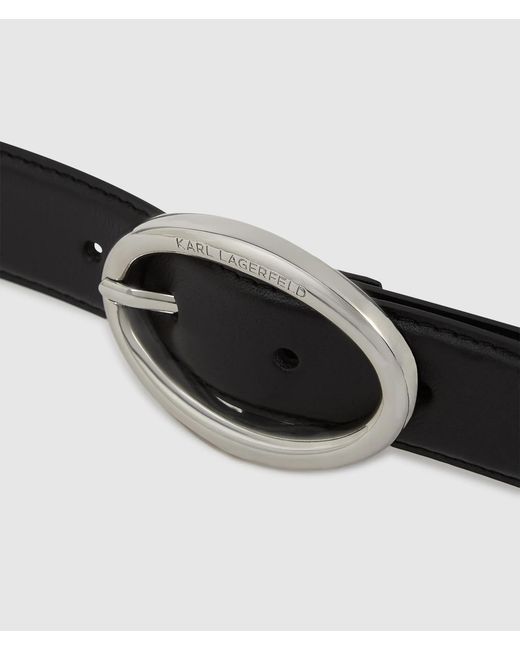 Karl Lagerfeld Black Oval Buckle Belt