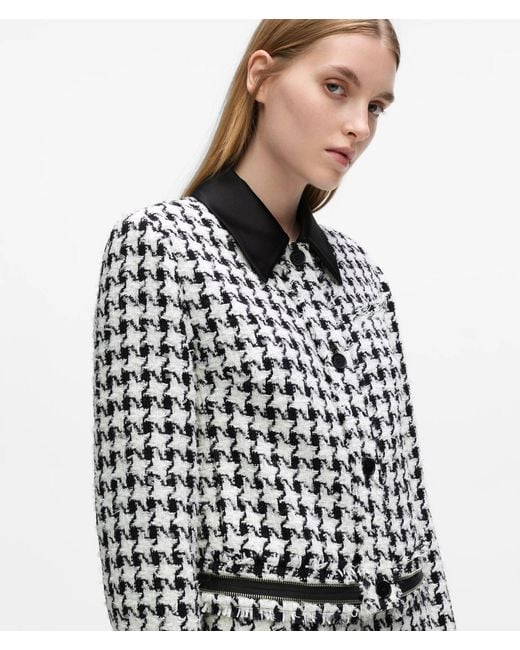 Karl Lagerfeld White Houndstooth Bouclé Jacket, Multicoloured