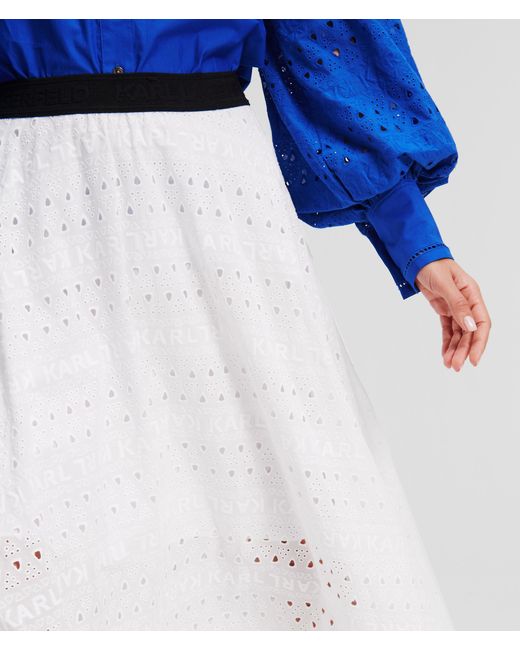 Karl Lagerfeld Blue Broderie Anglaise Skirt
