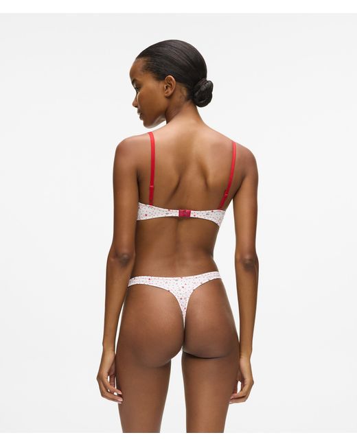Karl Lagerfeld White Heart Print Thong, Multicoloured
