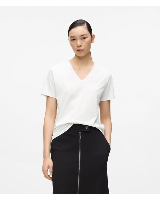 Karl Lagerfeld White Signature V-Neck T-Shirt