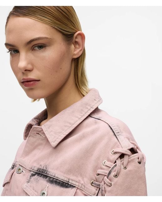 KL Jeans Pink Lace Tie Denim Jacket