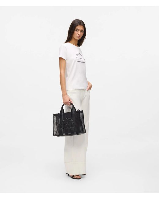 Karl Lagerfeld White Slim-Fit Rue St-Guillaume Glitter T-Shirt