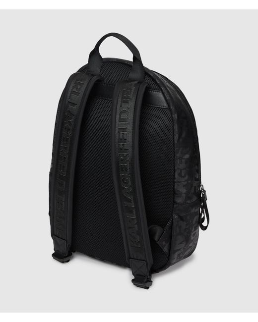 KL Jeans Black Nylon Graphic Print Backpack for men