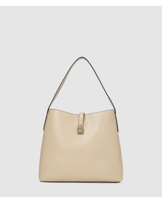 Karl Lagerfeld Natural K/Autograph Padlock Hobo Bag