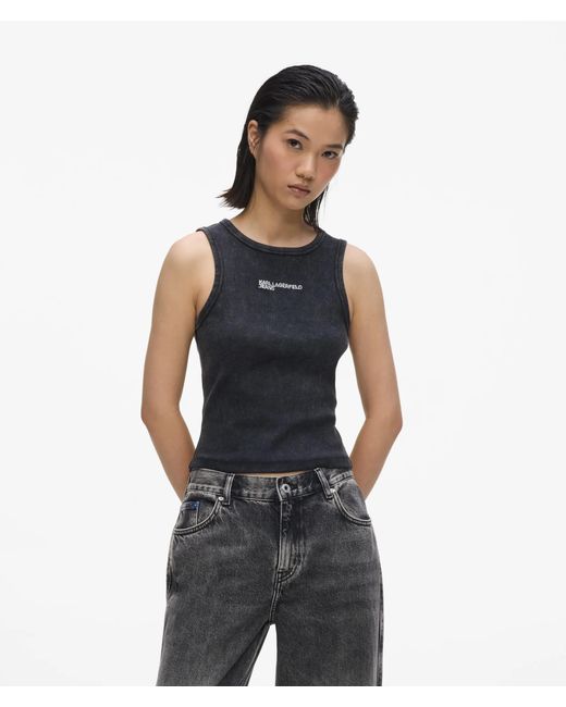 KL Jeans Black Washed Ribbed Tank Top