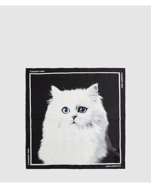 Karl Lagerfeld Black Ikon Choupette Silk Scarf