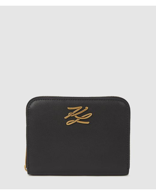 Karl Lagerfeld Black K/Autograph Medium Zip Wallet