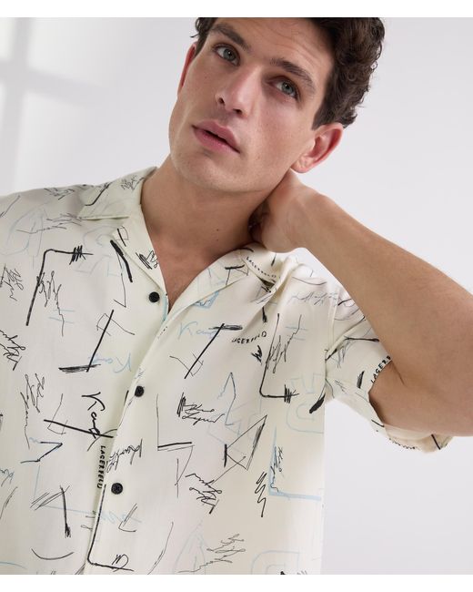 Karl Lagerfeld White All-over-print Bowling Shirt for men