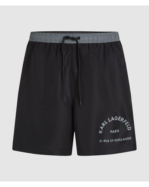 Karl Lagerfeld Black Rue St-Guillaume Contrast Boardshorts for men