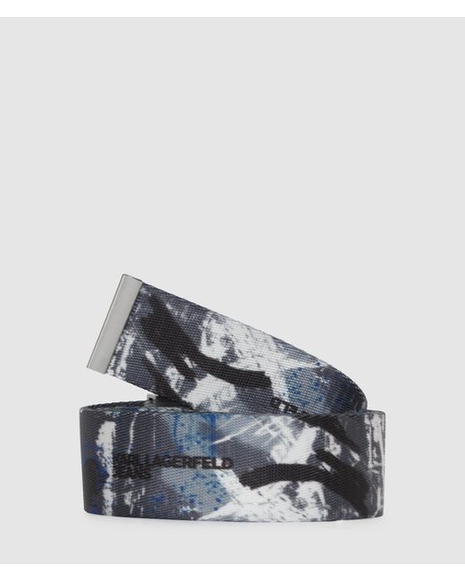 KL Jeans Blue Graffiti Print Webbing Belt, Multicoloured for men