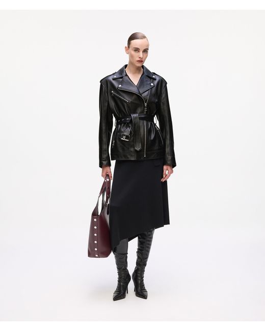 Karl Lagerfeld Black Oversized Leather Jacket