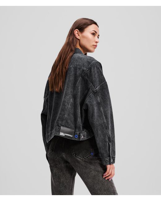Karl Lagerfeld Black Oversized Cropped Denim Jacket