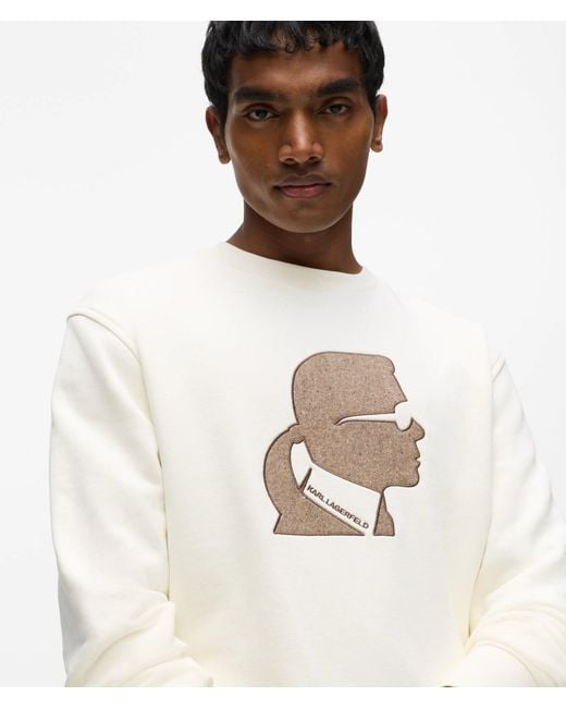 Karl Lagerfeld White Kameo Crew Neck Sweatshirt for men