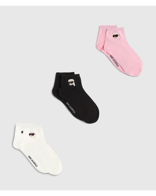 Karl Lagerfeld Pink Ikon Short Socks – 3-Pack
