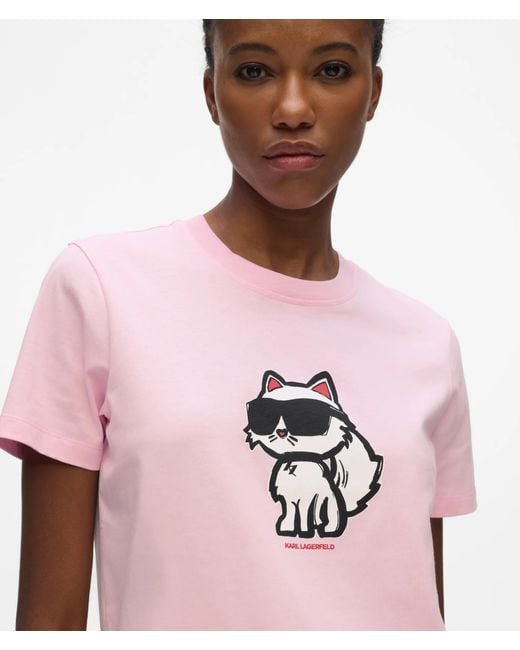 Karl Lagerfeld Pink Ikon Choupette T-Shirt