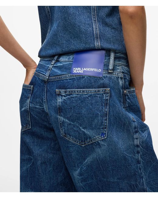 KL Jeans Blue Low-Rise Wide-Leg Jeans