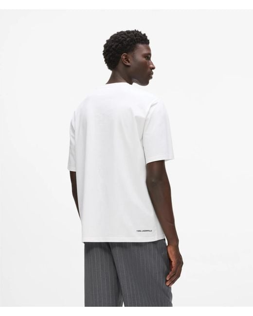 Karl Lagerfeld White Ikon Peeking Pocket T-Shirt for men