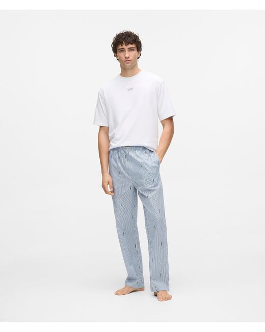 Karl Lagerfeld White Striped Pajama Set for men