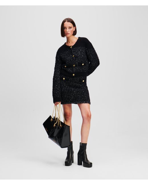 Karl Lagerfeld Black Karl Essential Bouclé Knit Skirt