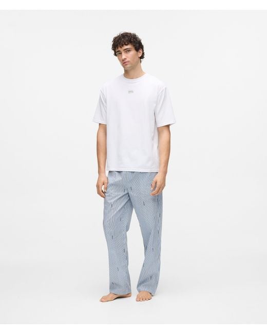 Karl Lagerfeld White Striped Pajama Set for men