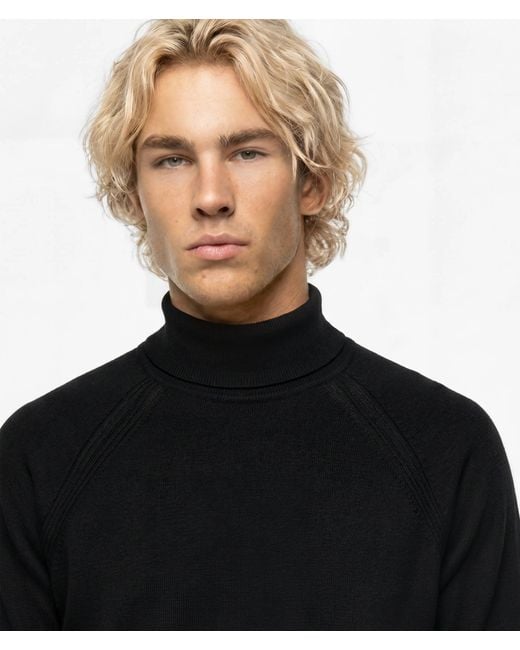 KL Jeans Black Lightweight Knit Rollneck Sweater for men