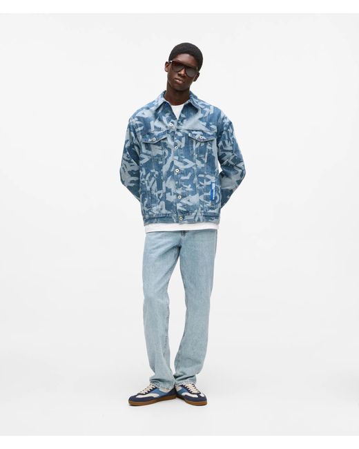 KL Jeans Blue Relaxed Monogram Denim Jacket for men