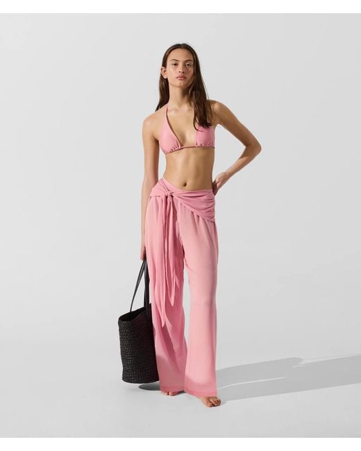 Karl Lagerfeld Pink Waist-Tie Beach Pants