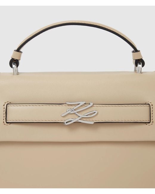 Karl Lagerfeld Natural K/Autograph Small Top Handle Bag