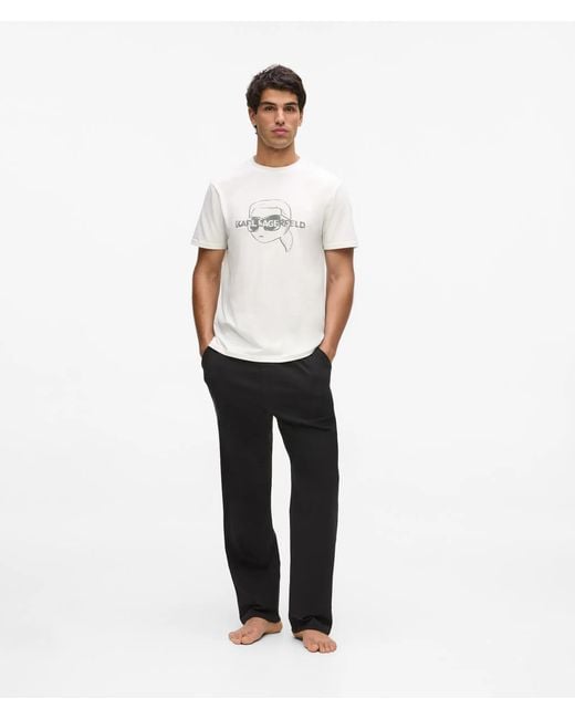 Karl Lagerfeld White Ikon Long Pajama Set for men
