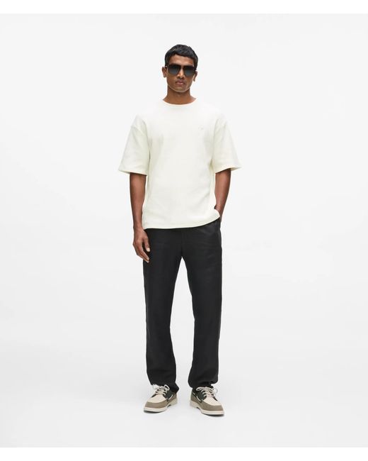 Karl Lagerfeld White Textured Monogram T-Shirt for men