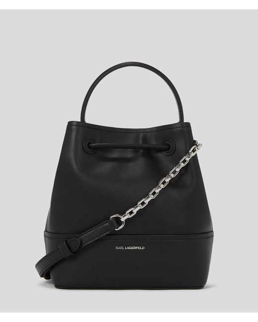 Karl Lagerfeld Black K/ikonik Leather Bucket Bag