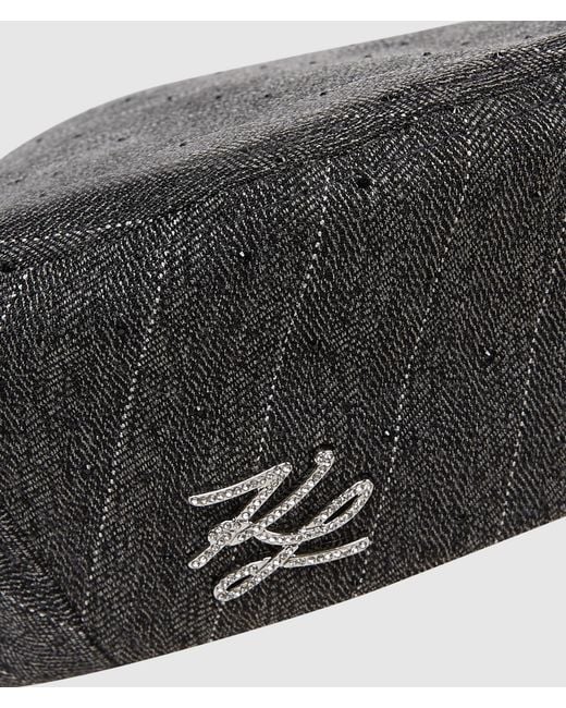 Karl Lagerfeld Gray K/Autograph Pinstripe Beret