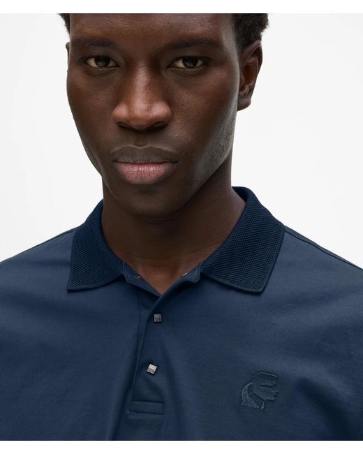 Karl Lagerfeld Blue Snap-Button Polo Shirt for men