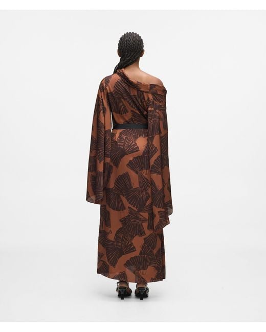 Karl Lagerfeld Brown Fan Print Kaftan Dress
