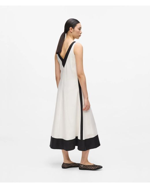 Karl Lagerfeld White Monochrome Linen Blend Dress
