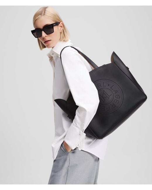Karl Lagerfeld Black K/Circle Medium Tote Bag
