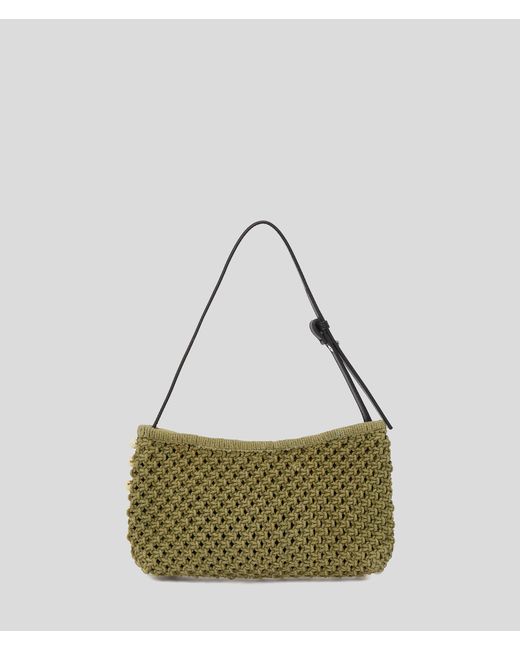 Karl Lagerfeld Metallic Häkel-Schultertasche Mit Perlen, Frau, Größe