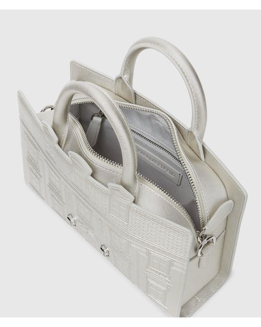 Karl Lagerfeld Gray Rue St-Guillaume Metallic Satchel Bag