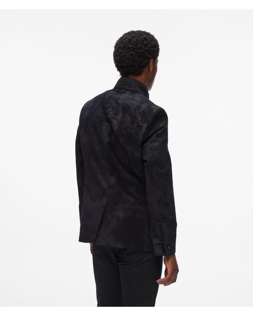 Karl Lagerfeld Black High Stand Collar Blazer for men