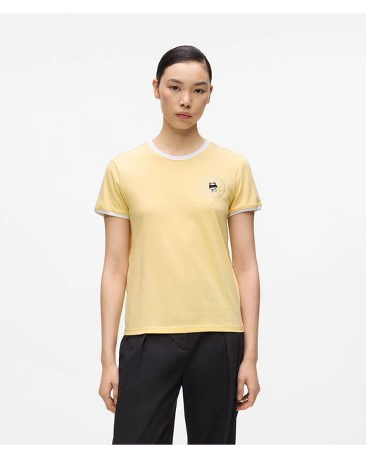 Karl Lagerfeld Natural Ikon Small Circle Logo T-Shirt