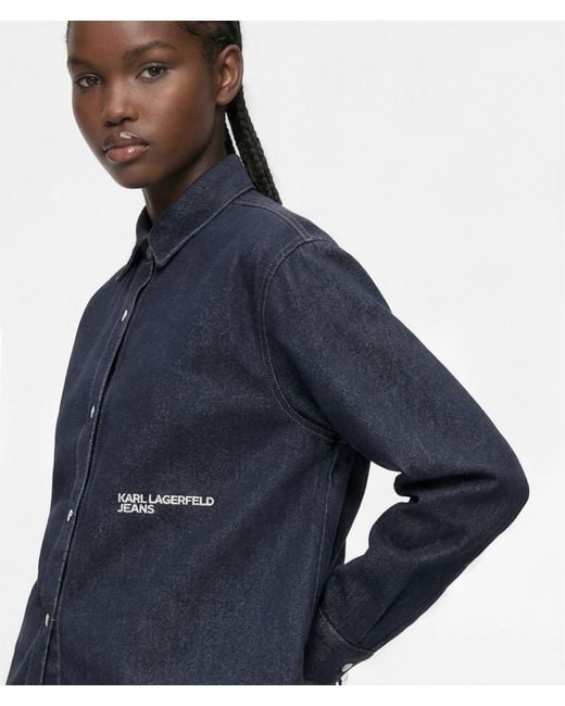 KL Jeans Blue Boxy Glitter Denim Shirt
