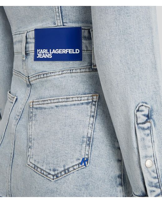 Karl Lagerfeld Blue Klj Ruffled Hem Denim Dress