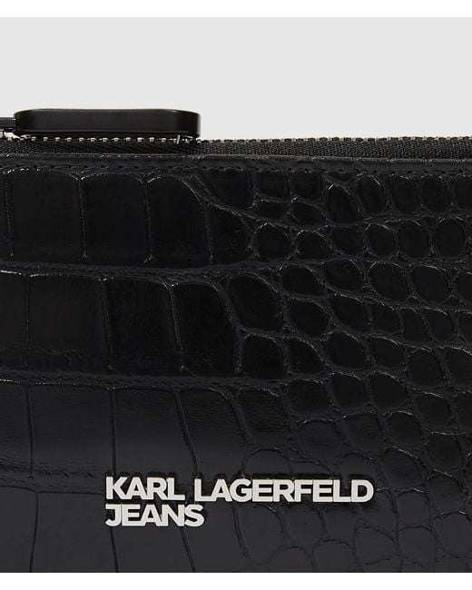KL Jeans Black Metal Logo Croco Cardholder