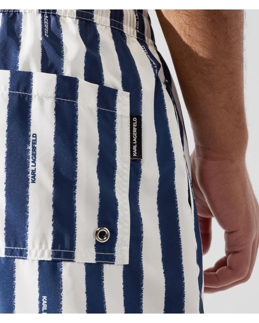 Karl Lagerfeld Blue Striped Medium Boardshorts for men