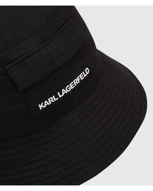 Karl Lagerfeld Black Logo Bucket Hat for men