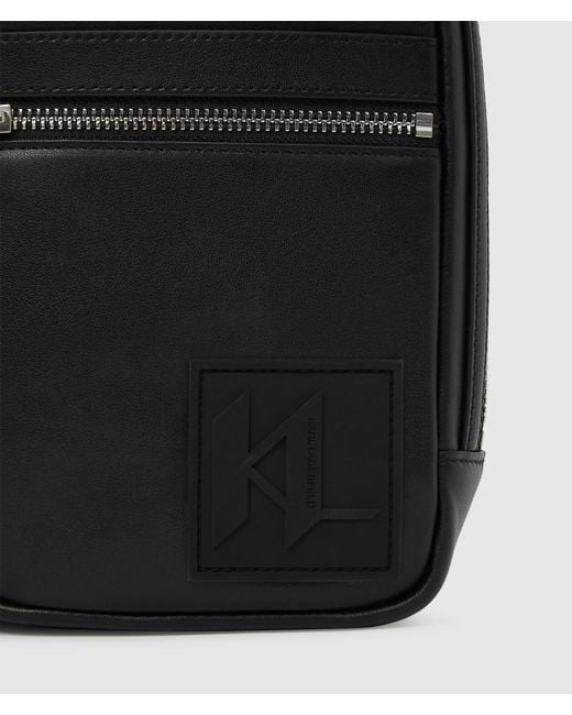 Karl Lagerfeld Black Monogram Patch Slingbag for men