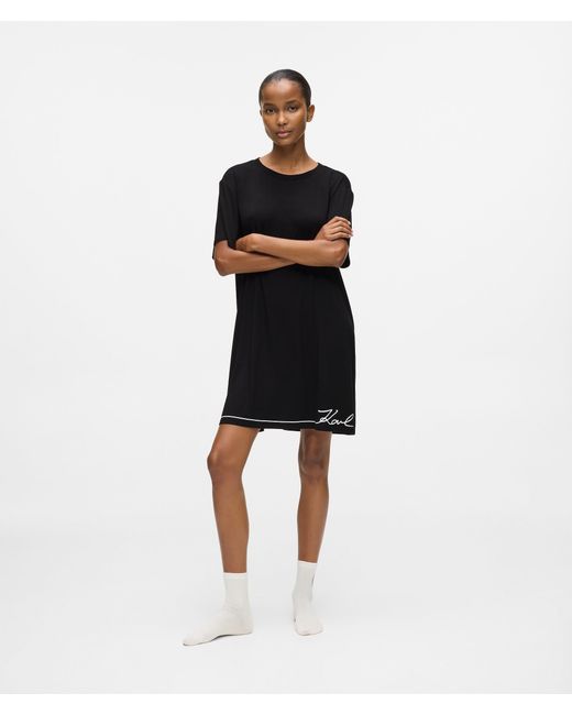 Karl Lagerfeld Black Signature Pajama Dress