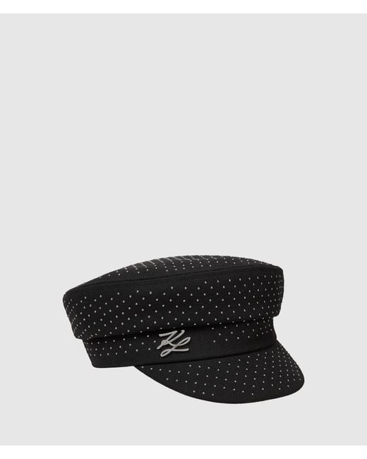 Karl Lagerfeld Black K/Autograph Studded Captain Cap