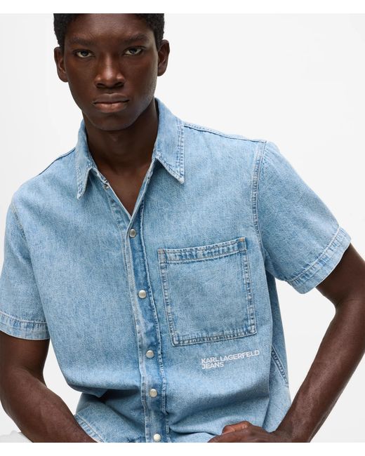 KL Jeans Blue Short-Sleeved Denim Shirt for men